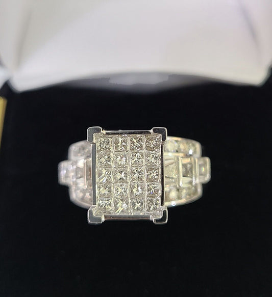 REAL 14k White Gold Diamond Ring Size 10 Wedding Casual Ring Mens Genuine - Reva Jeweler