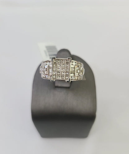 REAL 14k White Gold Diamond Ring Size 10 Wedding Casual Ring Mens Genuine - Reva Jeweler