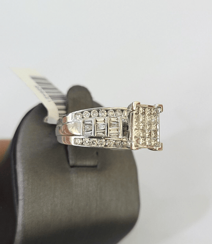 REAL 14k White Gold Diamond Ring Size 10 Wedding Casual Ring Mens Genuine - Reva Jeweler