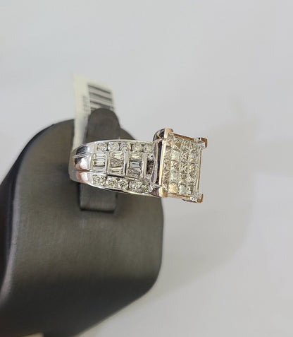 REAL 14k White Gold Diamond Ring Size 10 Wedding Casual Ring Mens Genuine - Reva Jeweler