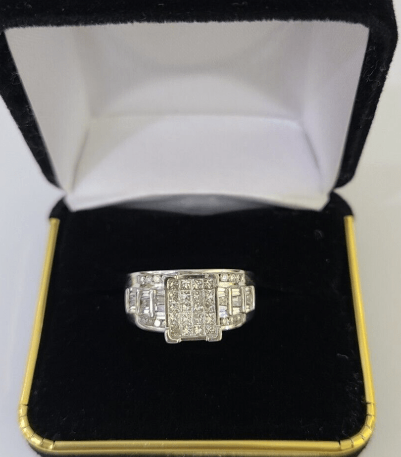 REAL 14k White Gold Diamond Ring Size 7 Wedding Casual Ring Womens Genuine - Reva Jeweler