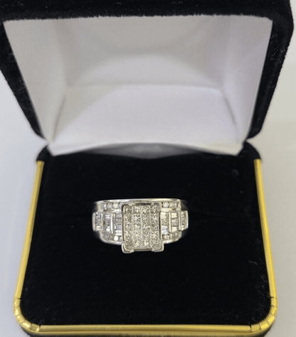REAL 14k White Gold Diamond Ring Size 7 Wedding Casual Ring Womens Genuine - Reva Jeweler