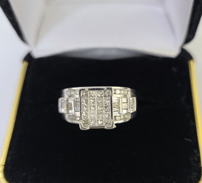 REAL 14k White Gold Diamond Ring Size 7 Wedding Casual Ring Womens Genuine - Reva Jeweler