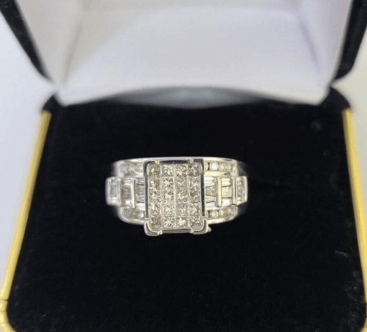 REAL 14k White Gold Diamond Ring Size 7 Wedding Casual Ring Womens Genuine - Reva Jeweler