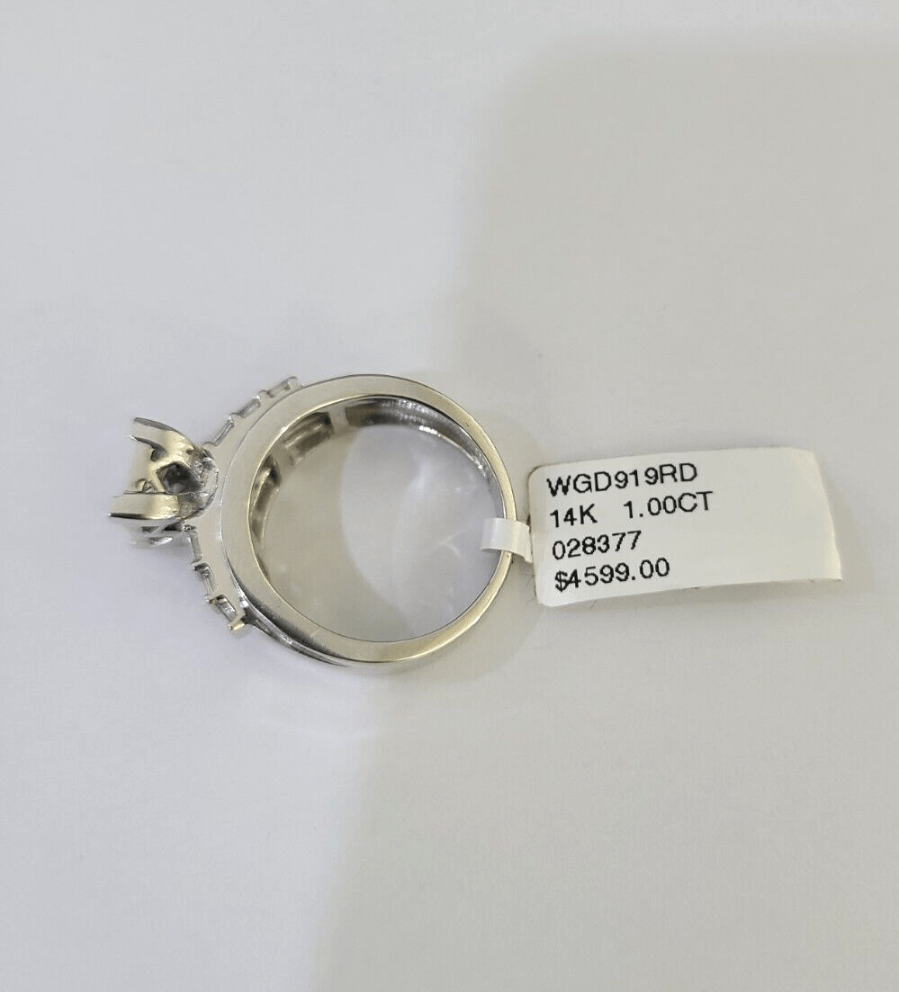 REAL 14k White Gold Diamond Ring Size 7 Wedding Casual Ring Womens Genuine - Reva Jeweler