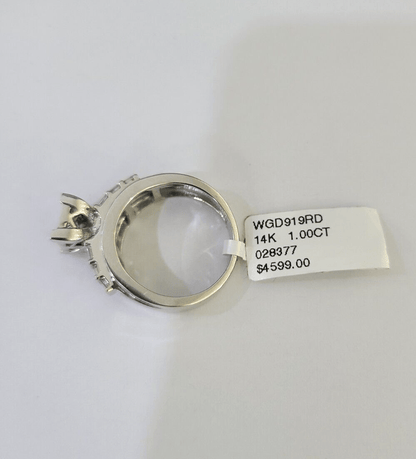 REAL 14k White Gold Diamond Ring Size 7 Wedding Casual Ring Womens Genuine - Reva Jeweler