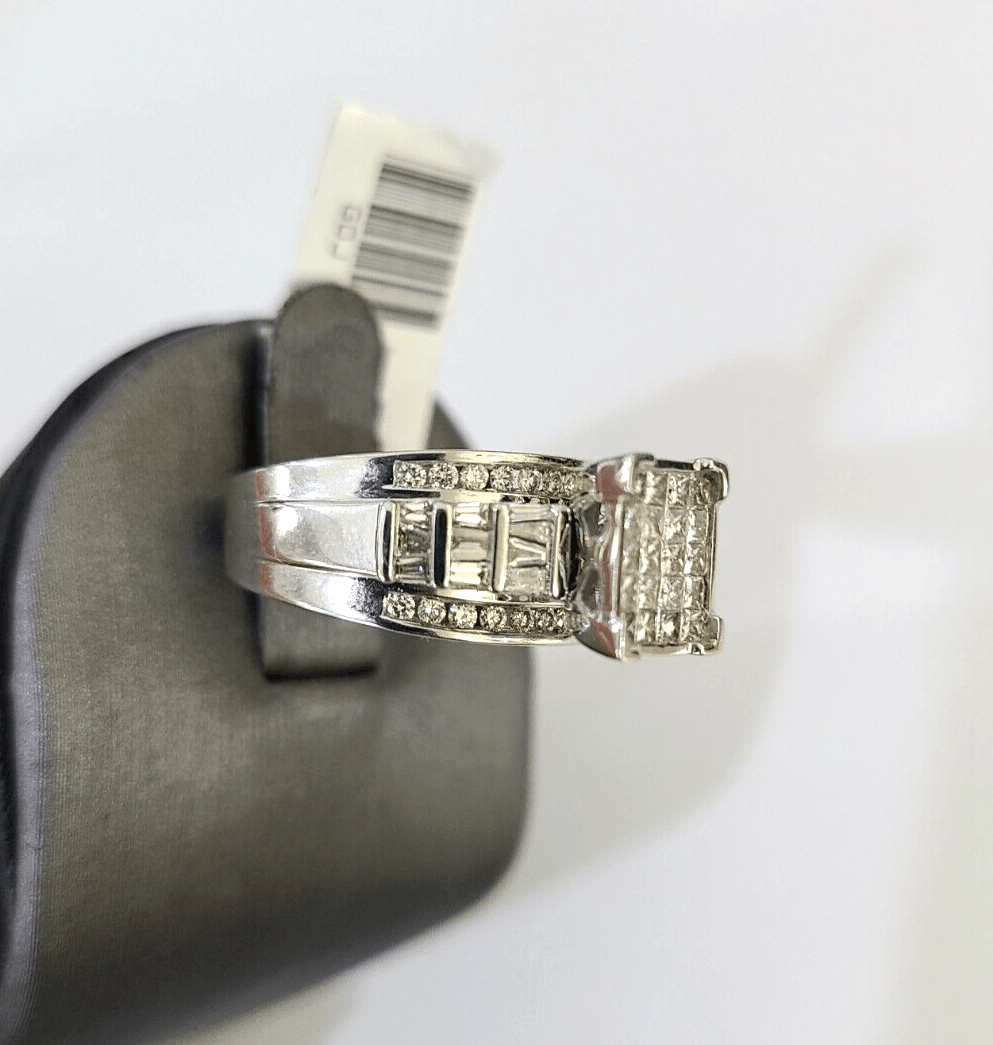 REAL 14k White Gold Diamond Ring Size 7 Wedding Casual Ring Womens Genuine - Reva Jeweler