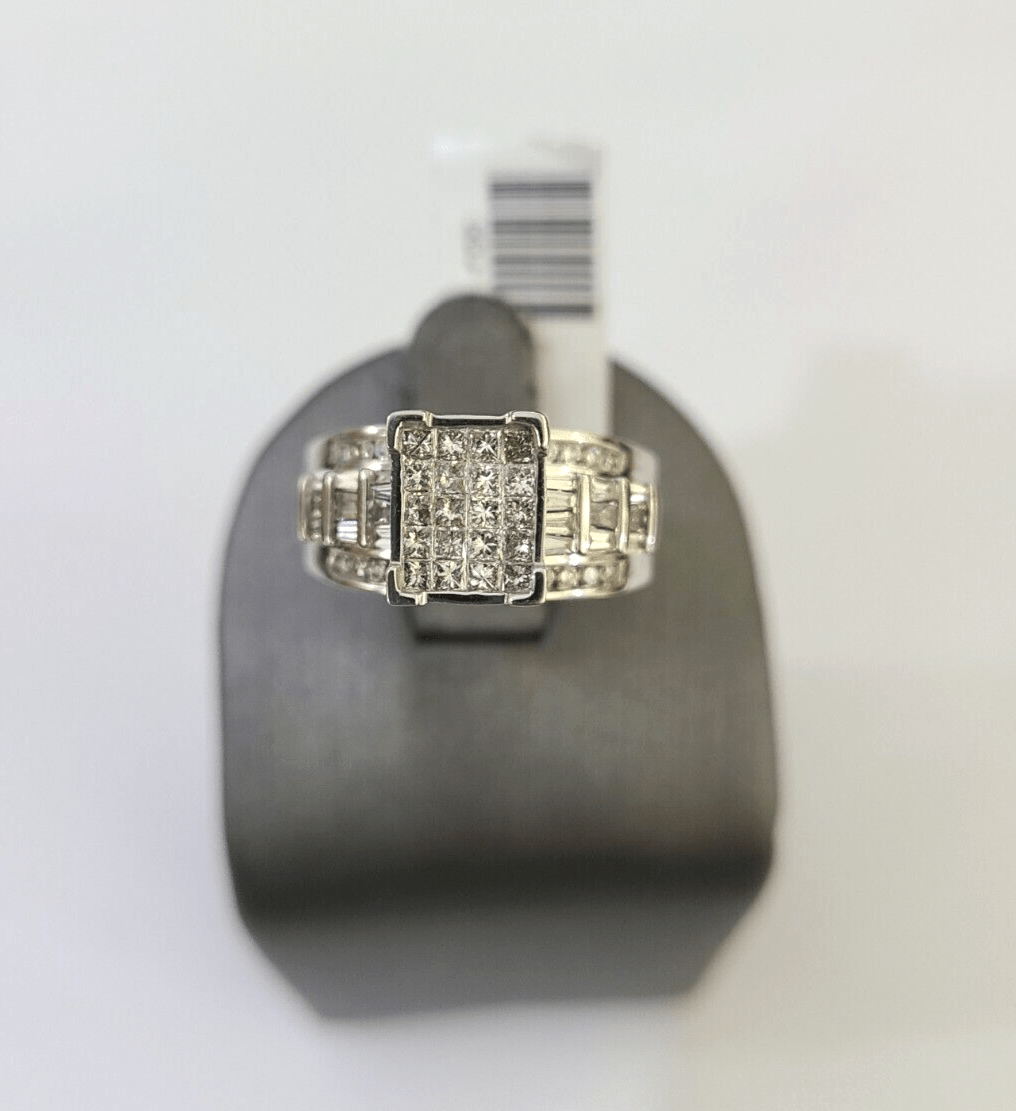 REAL 14k White Gold Diamond Ring Size 7 Wedding Casual Ring Womens Genuine - Reva Jeweler