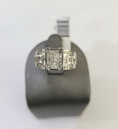 REAL 14k White Gold Diamond Ring Size 7 Wedding Casual Ring Womens Genuine - Reva Jeweler