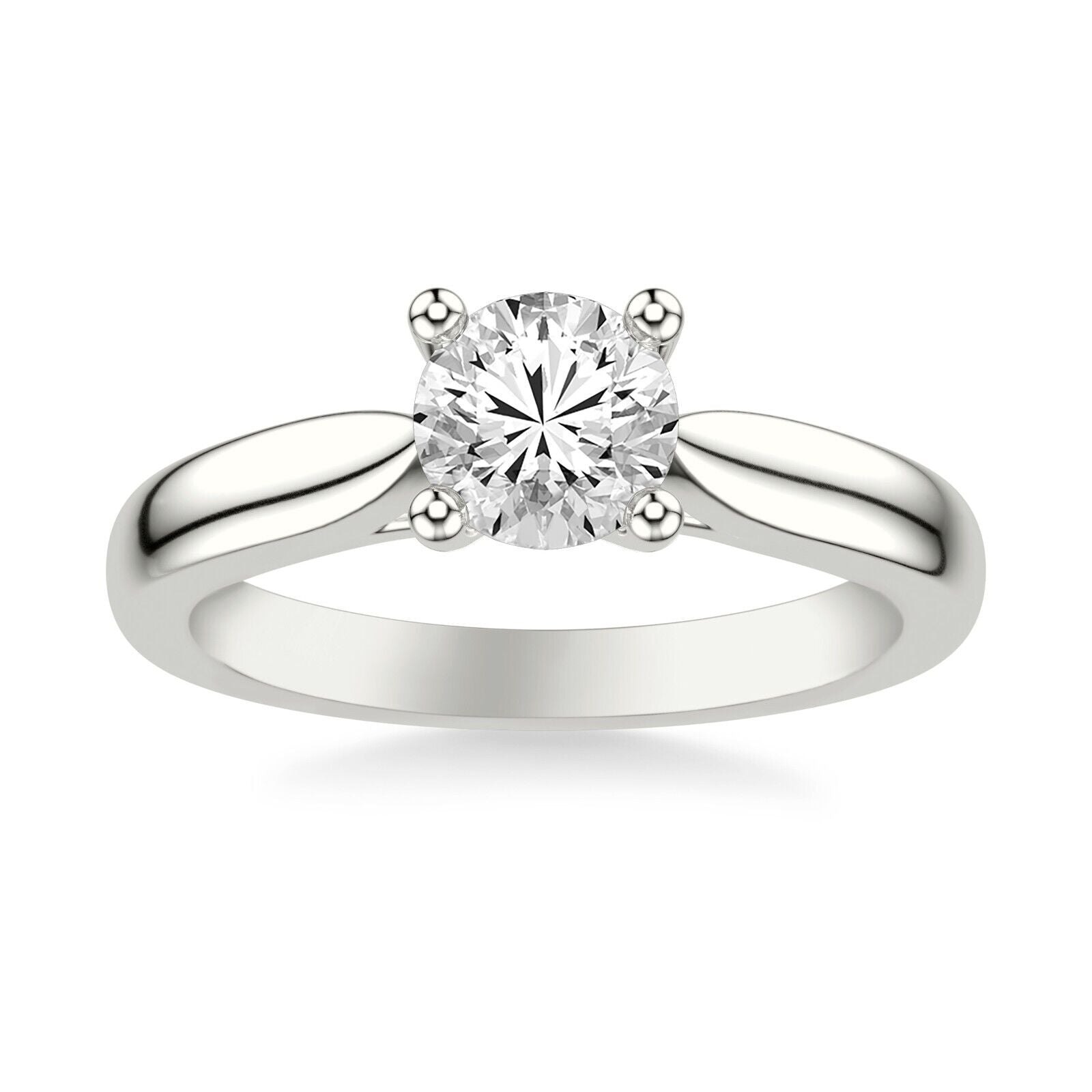 Real 14k White Gold IGI Certified 0.75CT Lab Created Diamond Ring Round VS - Reva Jeweler