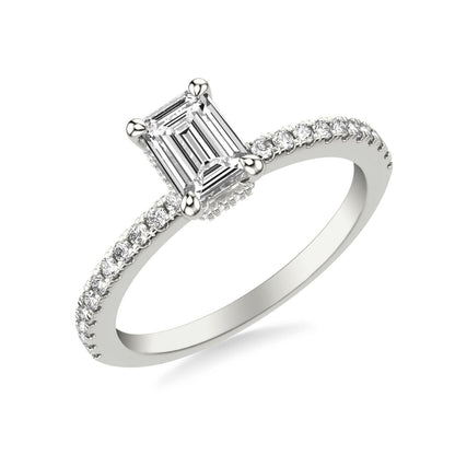 Real 14k White Gold IGI Certified 1.25CT Lab Created VS Diamond Ring Emerald Cut - Reva Jeweler