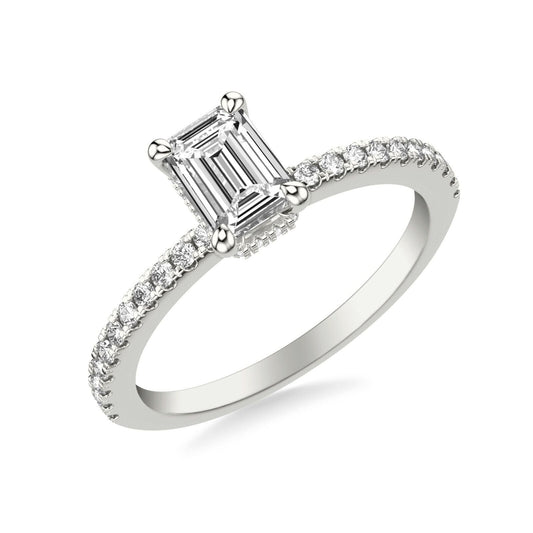 Real 14k White Gold IGI Certified 1.25CT Lab Created VS Diamond Ring Emerald Cut - Reva Jeweler