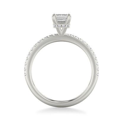 Real 14k White Gold IGI Certified 1.25CT Lab Created VS Diamond Ring Emerald Cut - Reva Jeweler