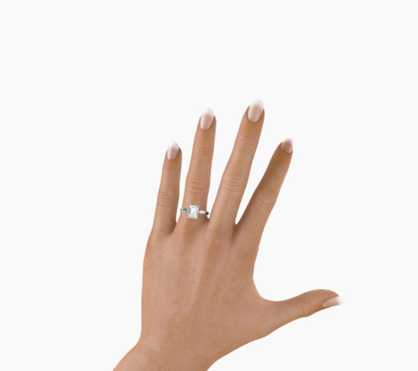 Real 14k White Gold IGI Certified 1.25CT Lab Created VS Diamond Ring Emerald Cut - Reva Jeweler