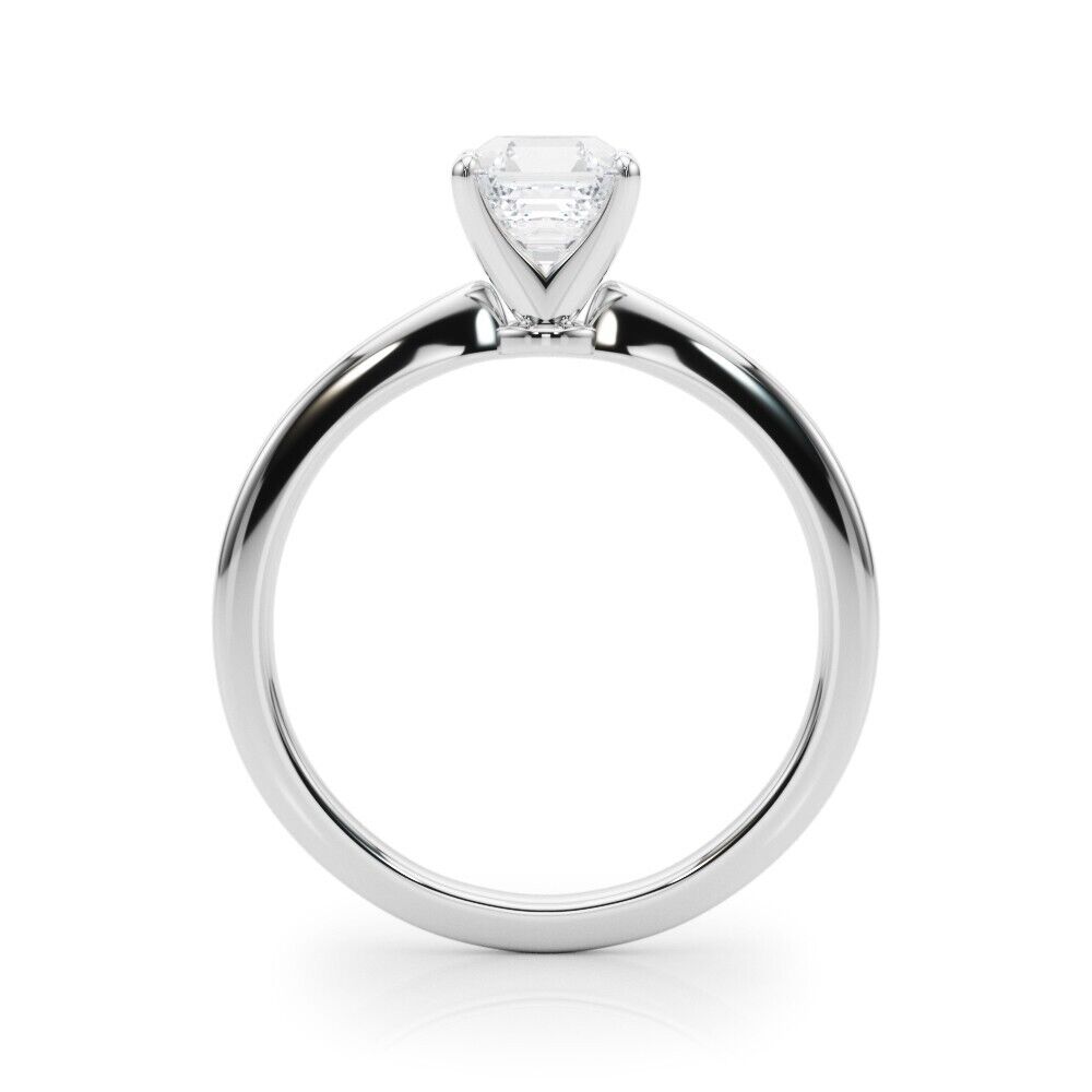 Real 14k White Gold IGI Certified 2CT Lab Created VS Diamond Ring Asscher Cut - Reva Jeweler