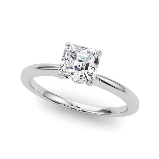Real 14k White Gold IGI Certified 2CT Lab Created VS Diamond Ring Asscher Cut - Reva Jeweler