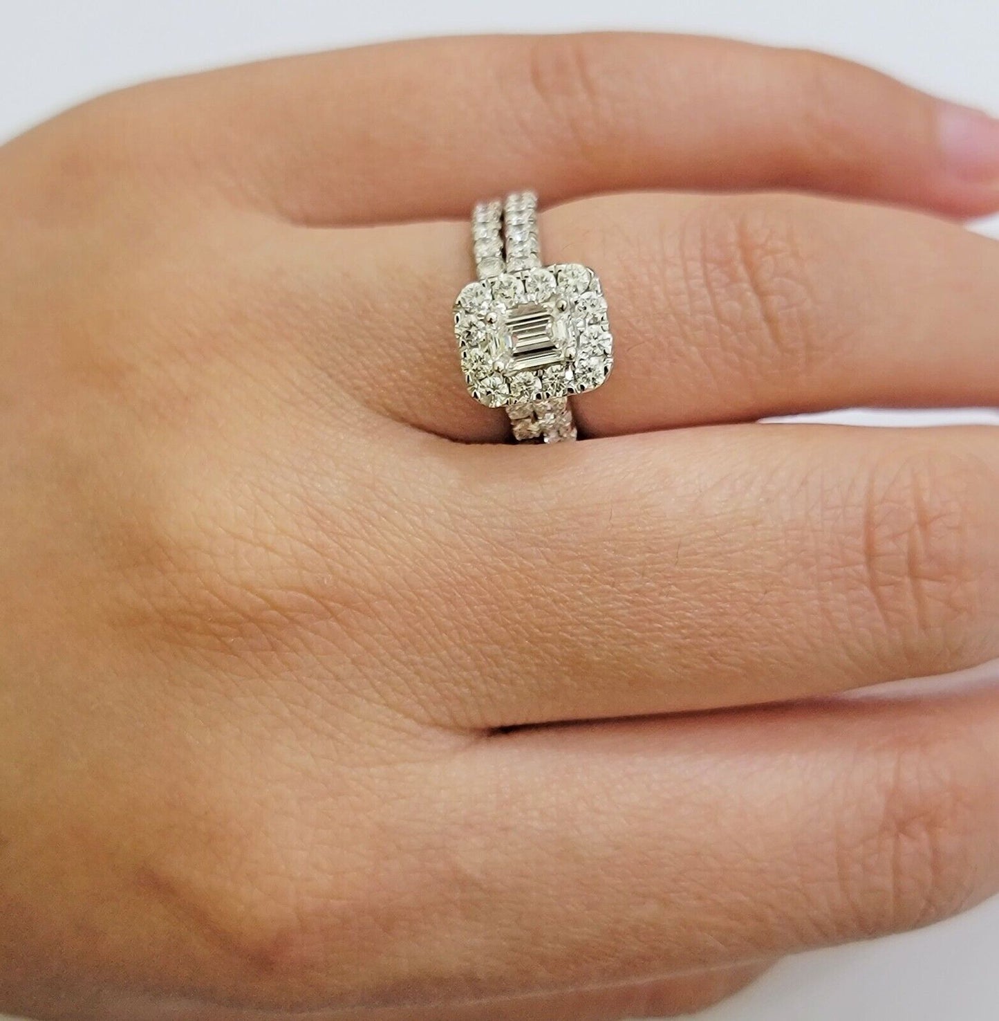 Real 14k White Gold Ring 2CT Diamonds Engagement Wedding Ladies Band SET , Women - Reva Jeweler