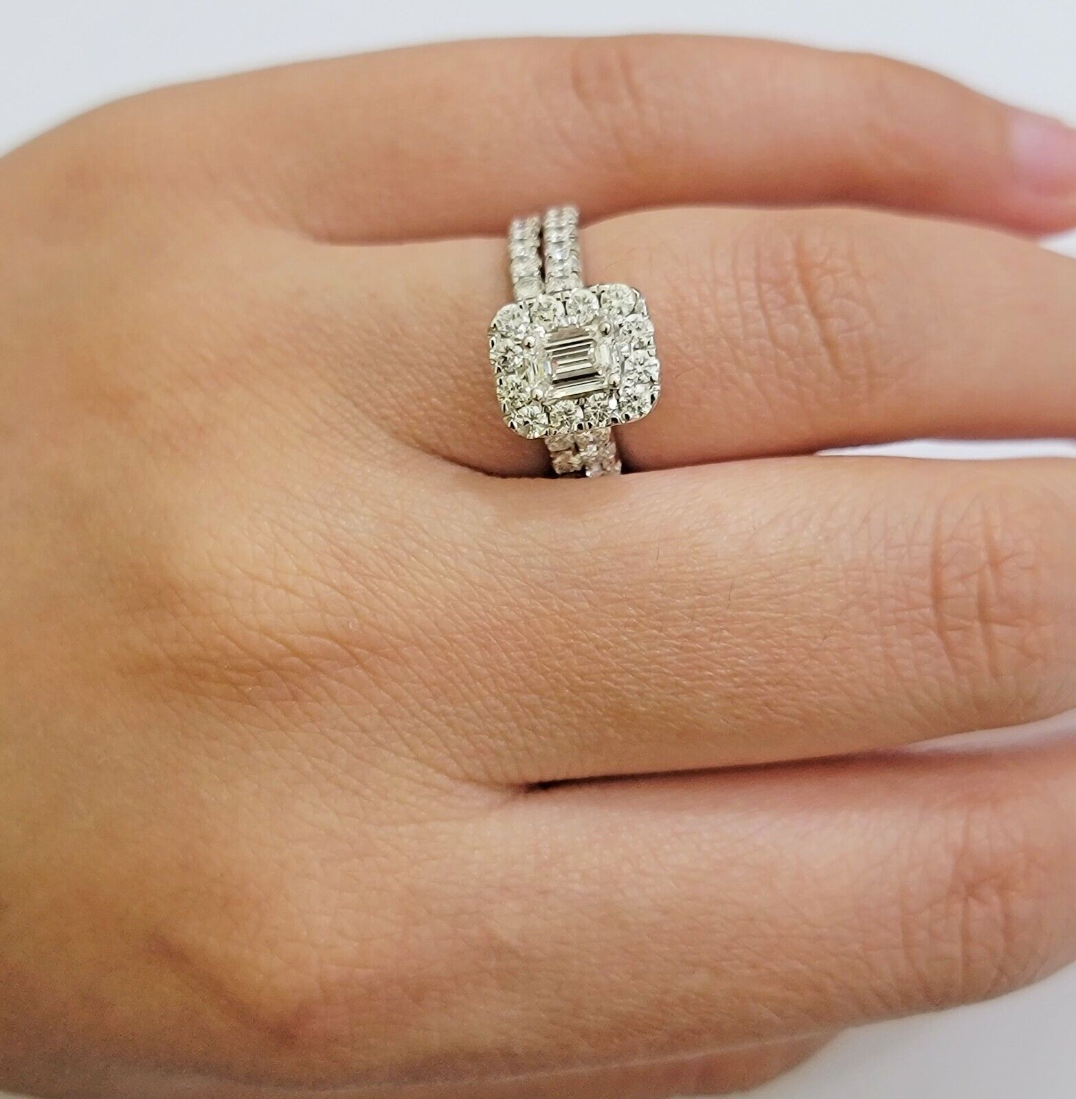 Real 14k White Gold Ring 2CT Diamonds Engagement Wedding Ladies Band SET , Women - Reva Jeweler
