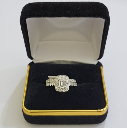 Real 14k White Gold Ring 2CT Diamonds Engagement Wedding Ladies Band SET , Women - Reva Jeweler