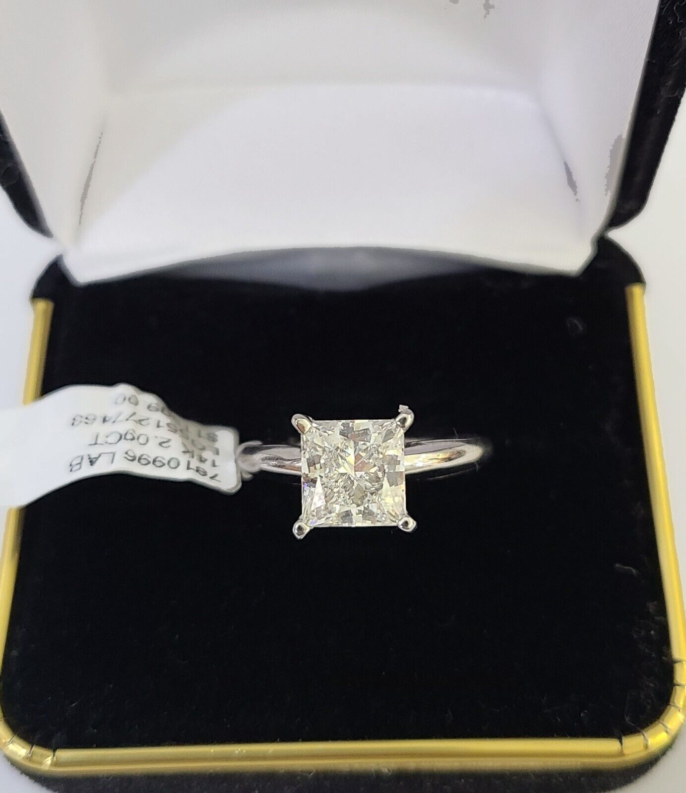 REAL 14k White Gold Square Diamond Ring Lab Created Ladies Wedding Engagement - Reva Jeweler
