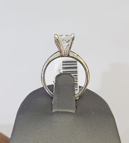 REAL 14k White Gold Square Diamond Ring Lab Created Ladies Wedding Engagement - Reva Jeweler