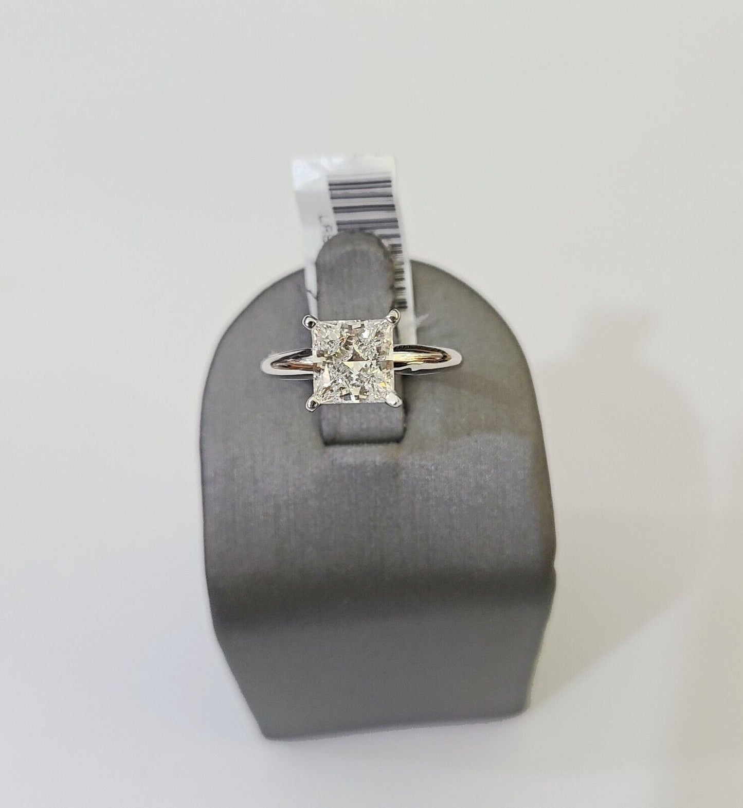 REAL 14k White Gold Square Diamond Ring Lab Created Ladies Wedding Engagement - Reva Jeweler