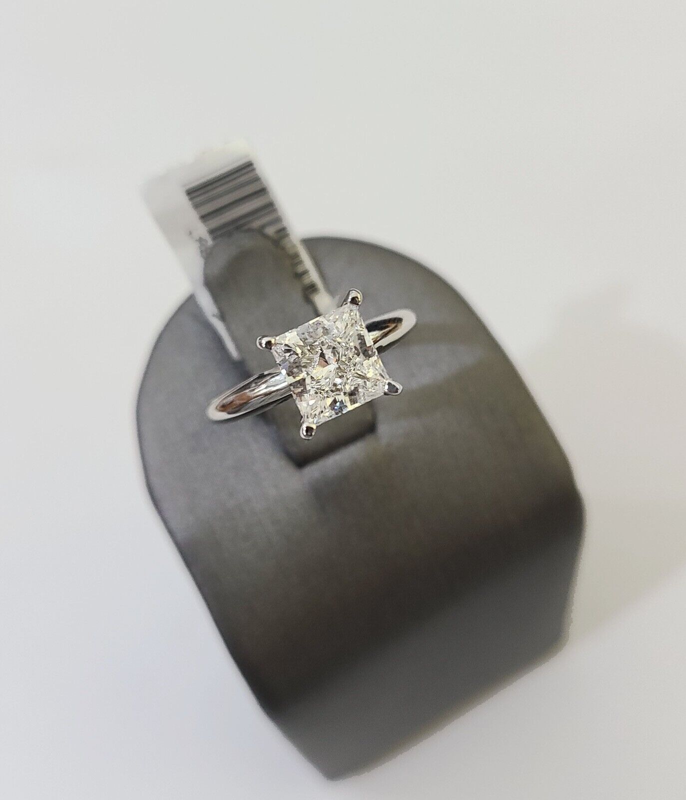REAL 14k White Gold Square Diamond Ring Lab Created Ladies Wedding Engagement - Reva Jeweler