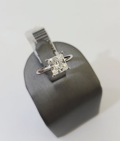 REAL 14k White Gold Square Diamond Ring Lab Created Ladies Wedding Engagement - Reva Jeweler