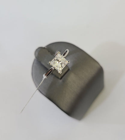 REAL 14k White Gold Square Diamond Ring Lab Created Ladies Wedding Engagement - Reva Jeweler