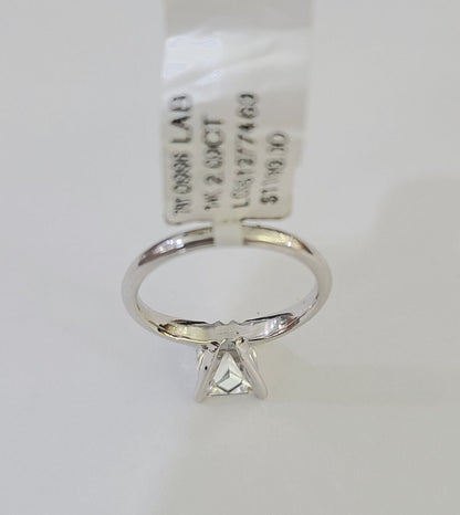 REAL 14k White Gold Square Diamond Ring Lab Created Ladies Wedding Engagement - Reva Jeweler