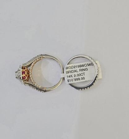 REAL 14k White Rose Gold Diamond Ring Octagonal Shaped Ladies Wedding Engagement - Reva Jeweler