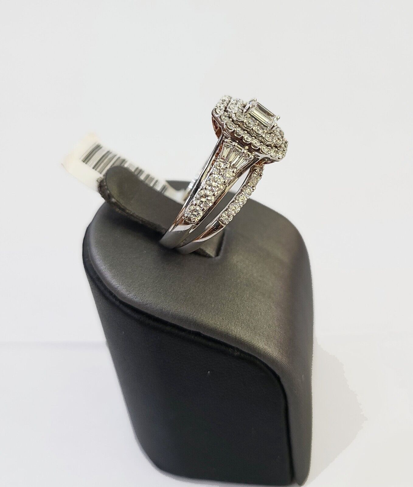REAL 14k White Rose Gold Diamond Ring Octagonal Shaped Ladies Wedding Engagement - Reva Jeweler