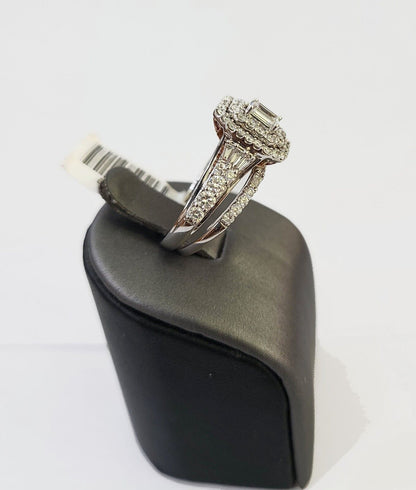 REAL 14k White Rose Gold Diamond Ring Octagonal Shaped Ladies Wedding Engagement - Reva Jeweler