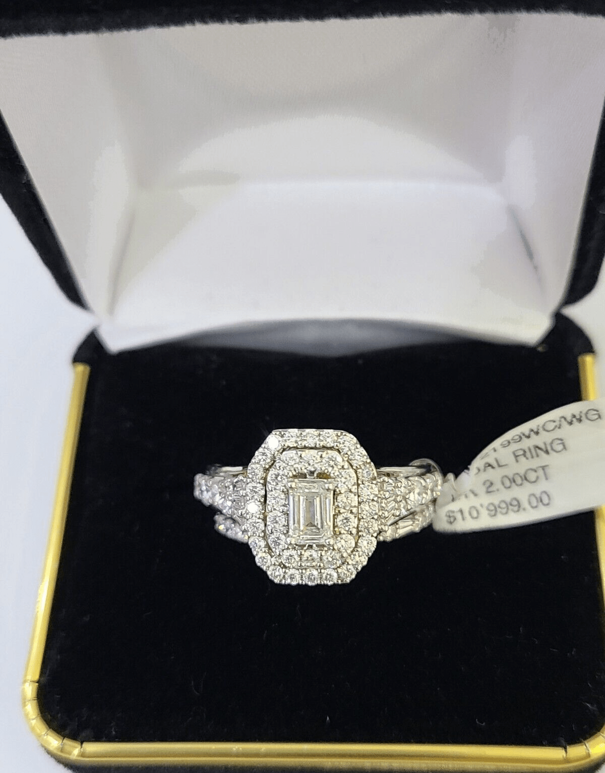 REAL 14k White Rose Gold Diamond Ring Octagonal Shaped Ladies Wedding Engagement - Reva Jeweler