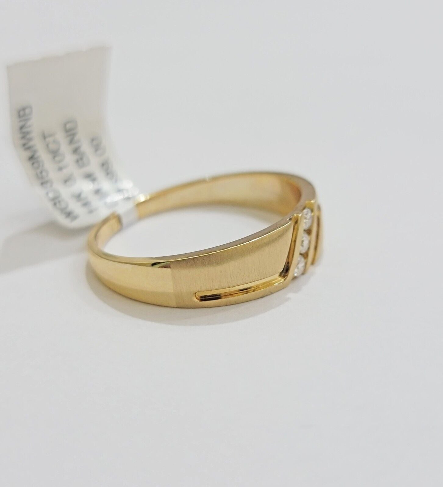 Real 14k Yellow Diamond Ring Mens Band 0.10 Ct Round Cut Wedding Engagement Size - Reva Jeweler