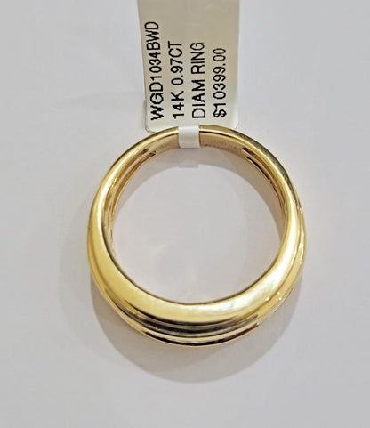 Real 14k Yellow Diamond Ring Mens Band 0.97 Ct Princess Cut Wedding Engagement - Reva Jeweler
