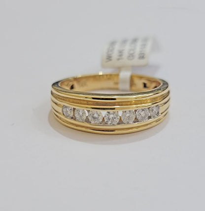 Real 14k Yellow Diamond Ring Mens Band 1/2Ct Round Cut Wedding Engagement Size10 - Reva Jeweler