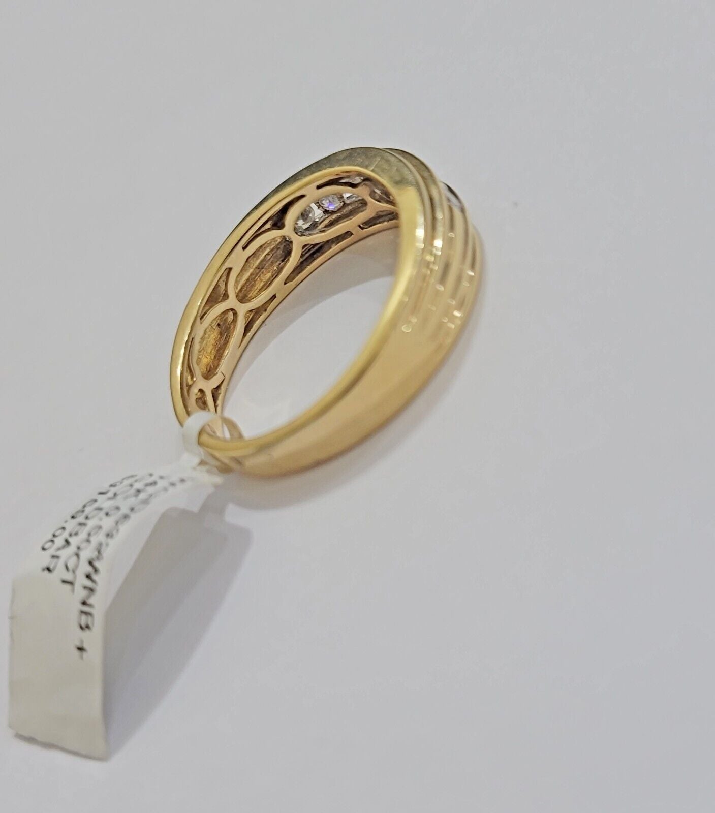 Real 14k Yellow Diamond Ring Mens Band 1/2Ct Round Cut Wedding Engagement Size10 - Reva Jeweler