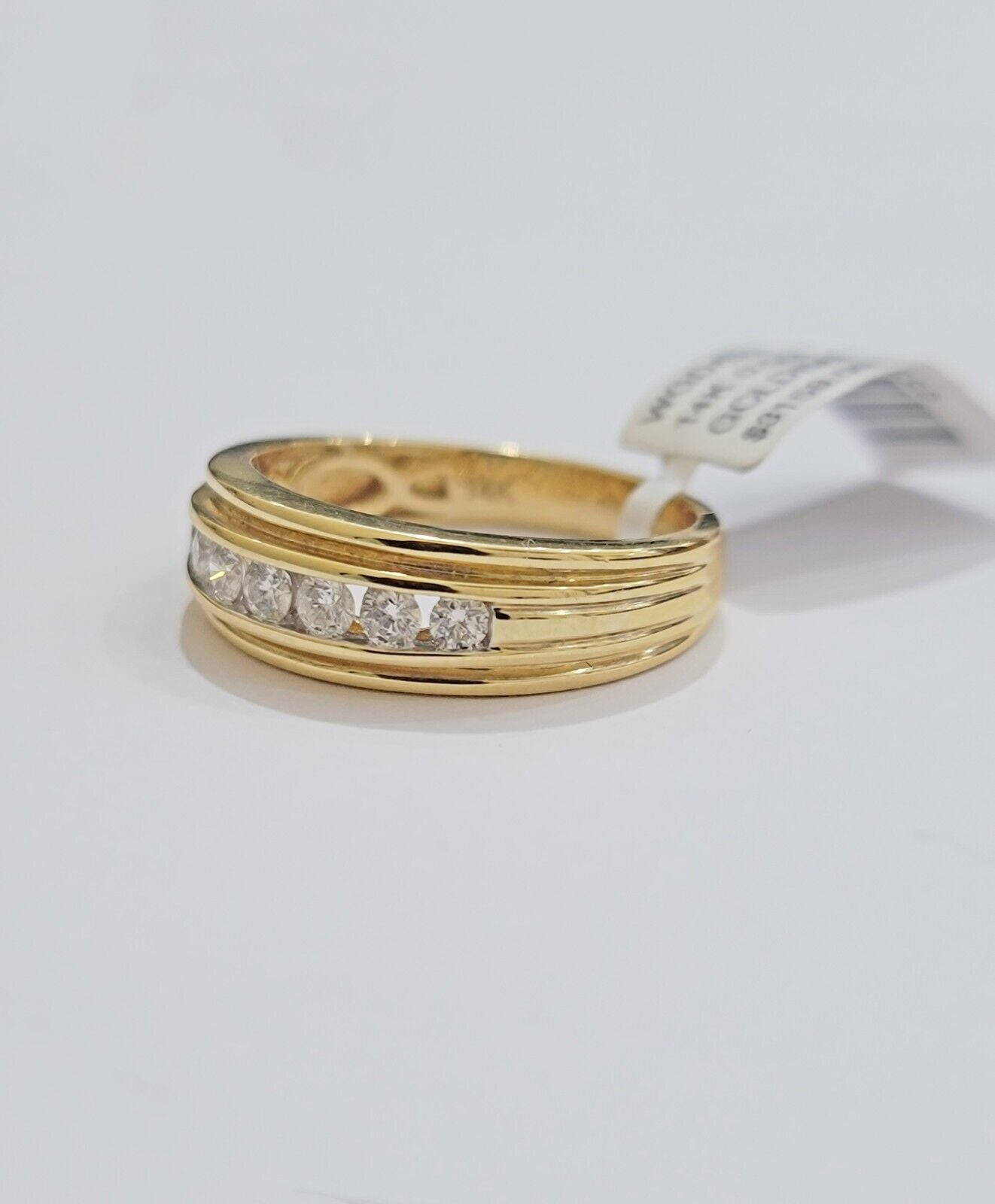 Real 14k Yellow Diamond Ring Mens Band 1/2Ct Round Cut Wedding Engagement Size10 - Reva Jeweler