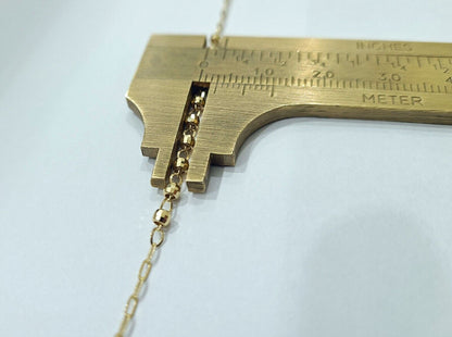 Real 14k Yellow Gold 2mm Rosary Chain 18" inch Necklace And Jesus cross Pendant - Reva Jeweler