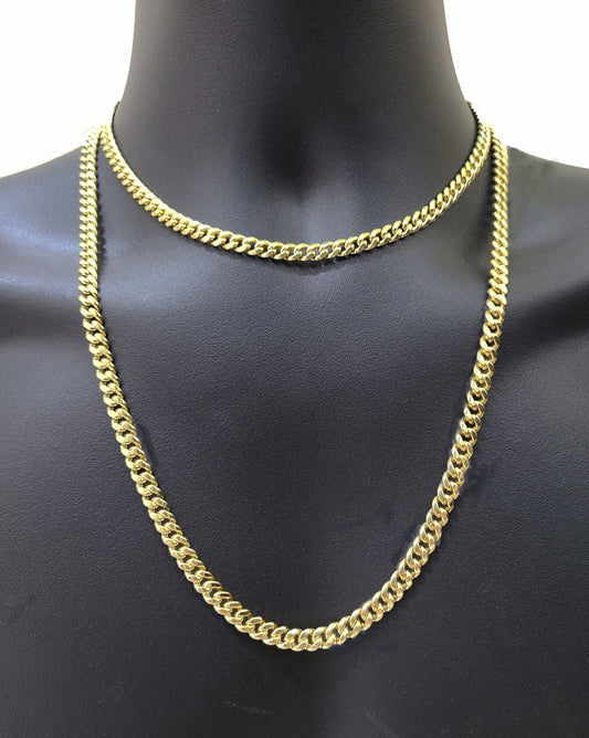 Real 14k Yellow Gold 7mm Miami Cuban Link Chain 18" Necklace Box Lock