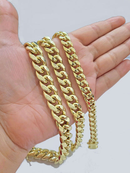 Real 14k Yellow Gold 9mm Miami Cuban Link Bracelet 8.5 ''inch 14kt Unisex - Reva Jeweler