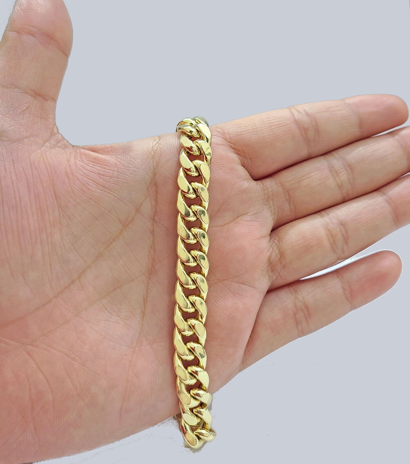 Real 14k Yellow Gold 9mm Miami Cuban Link Bracelet 8.5 ''inch 14kt Unisex - Reva Jeweler