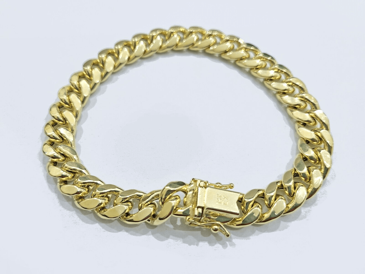 Real 14k Yellow Gold 9mm Miami Cuban Link Bracelet 8.5 ''inch 14kt Unisex - Reva Jeweler