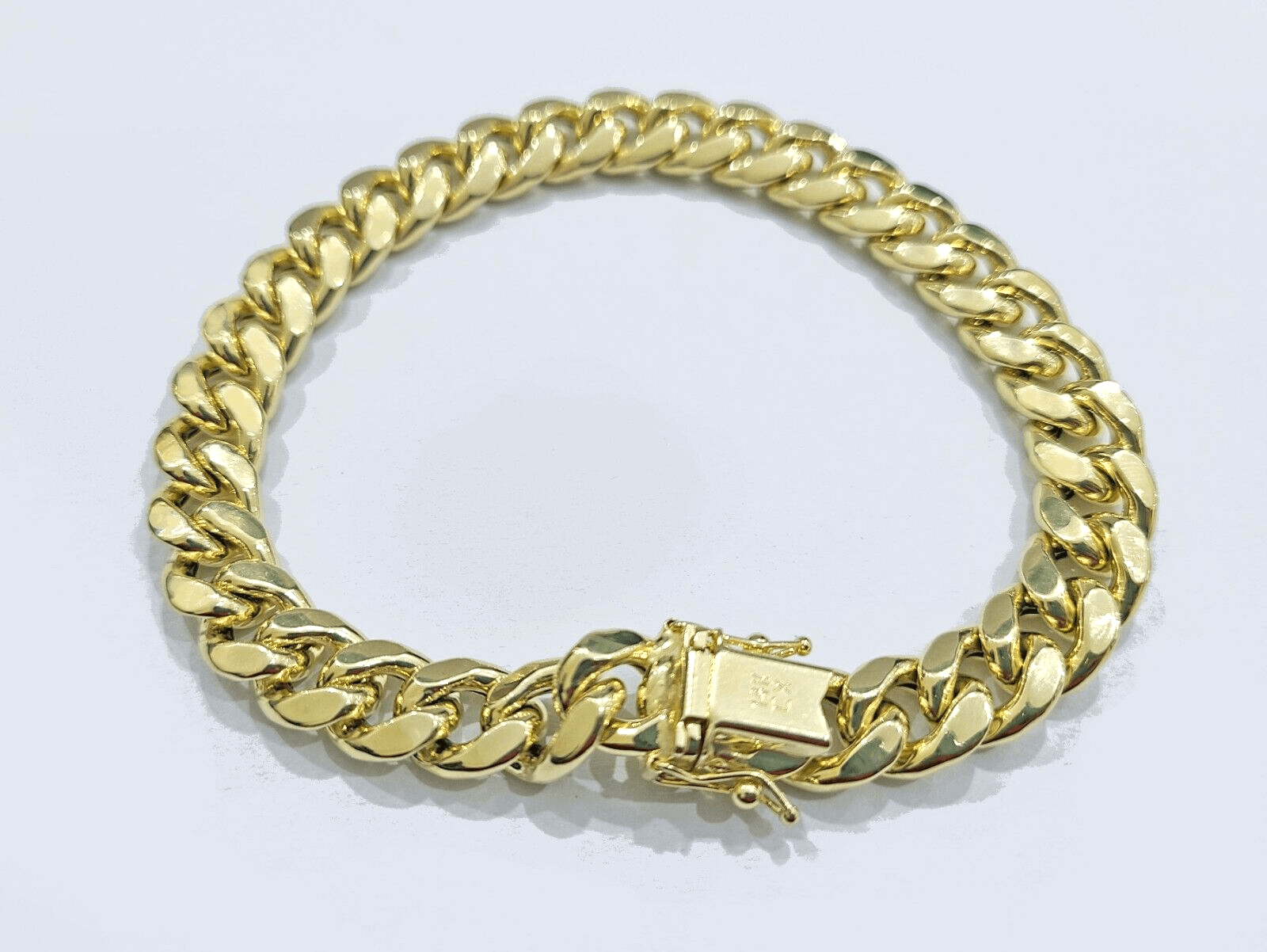 Real 14k Yellow Gold 9mm Miami Cuban Link Bracelet 8.5 ''inch 14kt Unisex - Reva Jeweler