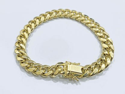 Real 14k Yellow Gold 9mm Miami Cuban Link Bracelet 8.5 ''inch 14kt Unisex - Reva Jeweler