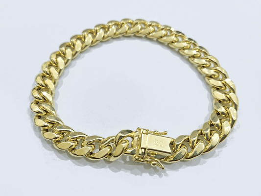 Real 14k Yellow Gold 9mm Miami Cuban Link Bracelet 8.5 ''inch 14kt Unisex - Reva Jeweler