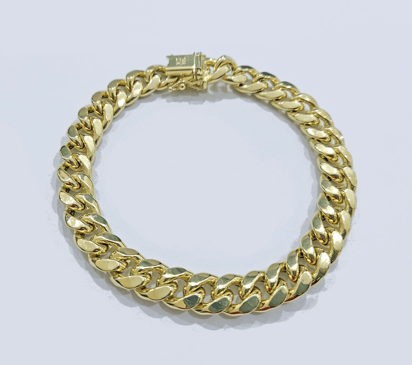 Real 14k Yellow Gold 9mm Miami Cuban Link Bracelet 8.5 ''inch 14kt Unisex - Reva Jeweler