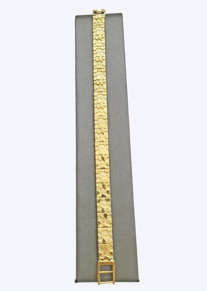 Real 14k Yellow Gold 9mm Nugget Bracelet 8.5" inch 14kt Unisex Men Women - GoldenlinQ