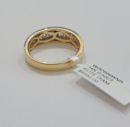 Real 14k Yellow Gold Band 1/2 CT Diamonds Men's Wedding Engagement Ring Size 10 - Reva Jeweler